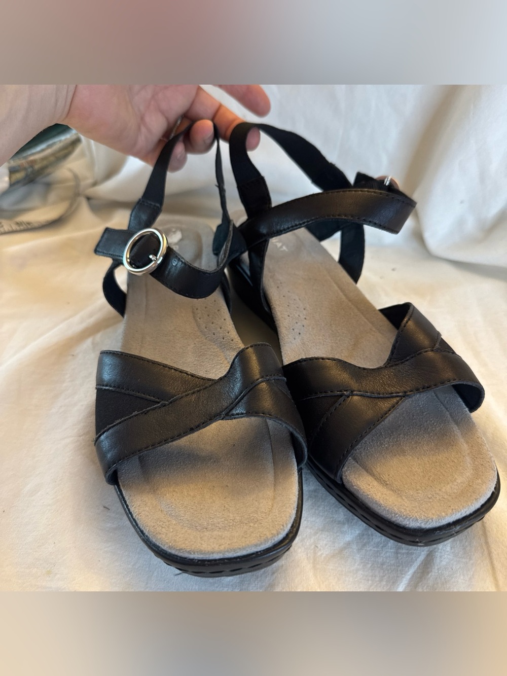 Ariat Out and About Black Leather Strappy Wedge Sandal Size 10 B NWOB